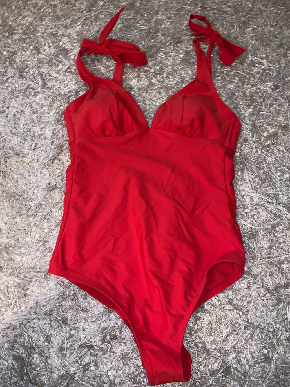 Shade & Shore Red Tie-Shoulder One-Piece Swimsuit